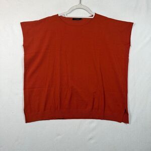 Roberto Collina Italy Knit Top Women’s L Burnt Orange Rust Boxy Cap Sleeve